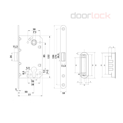 Замок дверной магнитный PALLADIUM 600-M, цилиндровый, матовый никель