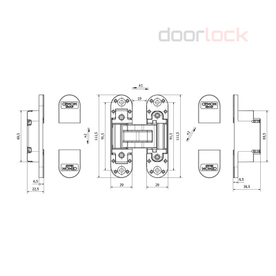 Петля скрытая CEMOM ESTETIC 80/A 3D 29x111,5мм