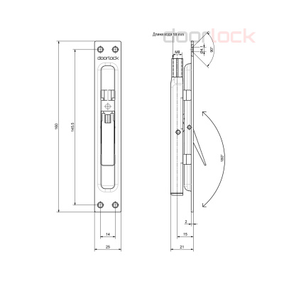 Шпингалет торцевой DOORLOCK FBM/1S ZN Оцинкованный, длина хода 18мм
