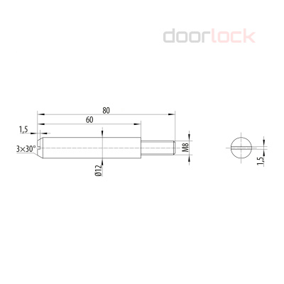 Шток для шпингалета DL 1280/M8