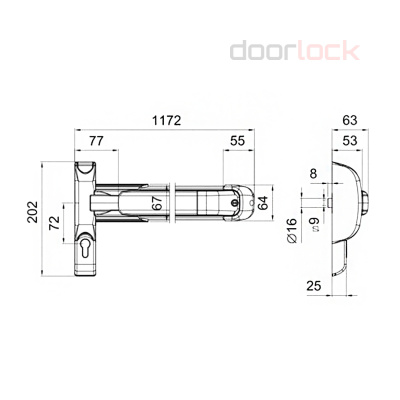 Клавишный механизм системы &quot;антипаника&quot; DL PD910FR-PUSH