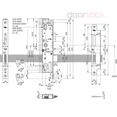 Замок электромеханический соленоидный Dormakaba SVP 6710 92/35мм, DIN R - открывание наружу, НЗ, автозапирание