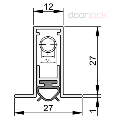 Порог автоматический врезной DL OMEGA 12/28 L=420мм